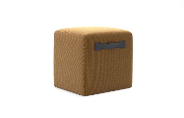  POUF CUBIC VELOURS JAUNE