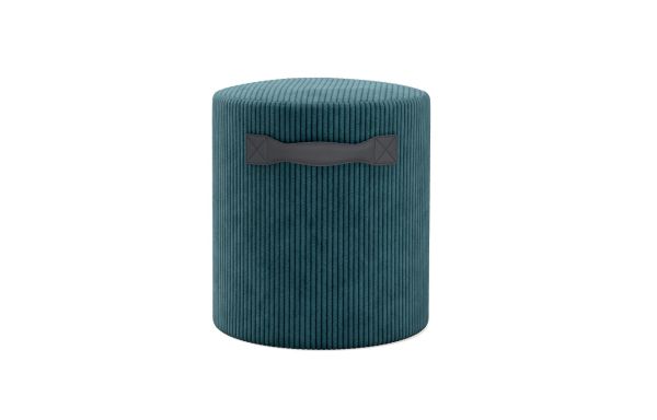 POUF MARS VELOURS BLEU CANARD