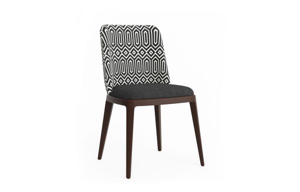 CHAISE PIPPA, MOTIF LOSANGES GRAND MODÈLE BLANC ET NOIR