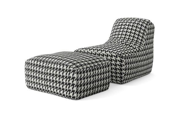 CHAUFFEUSE CHILL AVEC REPOSE-PIEDS PIED DE POULE NOIR ET BLANC