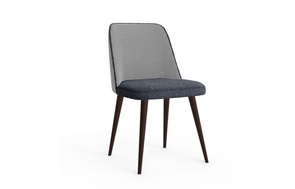 CHAISE SIA, MOTIF PIED DE POULE PETIT MODÈLE GRIS FONCÉ