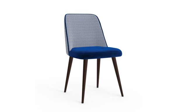 CHAISE SIA, MOTIF PIED DE POULE PETIT MODÈLE BLEU